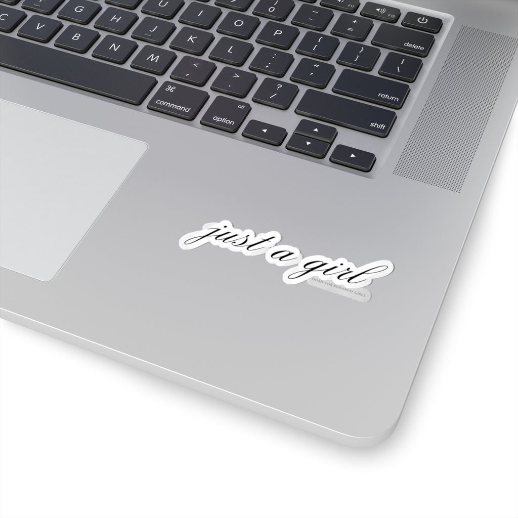 Just a Girl Script Sticker — Feminine Laptop & Journal Decal